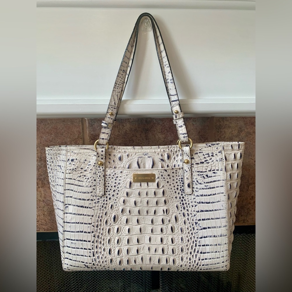 2 ITEMS HTF Brahmin Marble (navy) Medium Asher tote with Anna clutch/wristlet